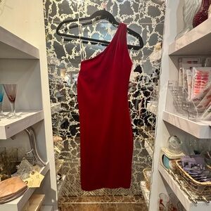 Elegant Red Velvet One-Shoulder Dress